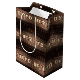 Glowing Neon Retired Sign On a Brick Wall Medium Gift Bag