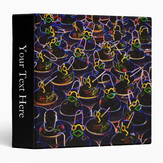Glowing Neon Rubber Ducks Personalized Binder (Front/Spine)