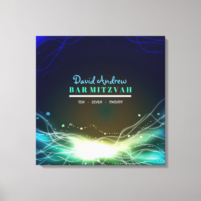 GLOWING NEON STAR Bat Mitzvah Sign In Memory Board (Front)