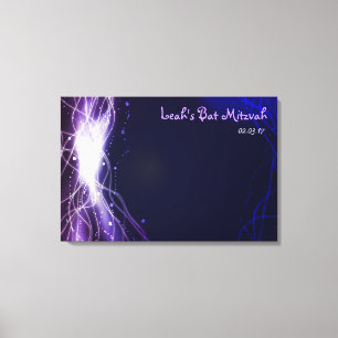 Glowing Neon Stars Bar Bat Mitzvah Sign-In Board Canvas Print