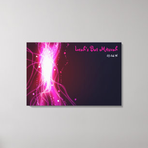 Glowing Neon Stars Bar Bat Mitzvah Sign-In Board Canvas Print