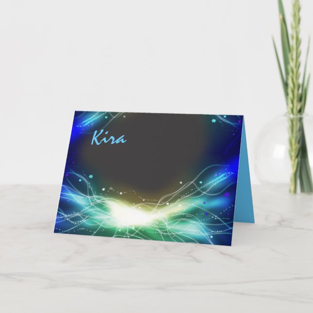 Glowing Neon Stars Bar Bat Mitzvah Thank You card (Front)