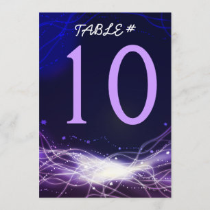 Glowing Neon Stars Bar Mitzvah Table Number Card