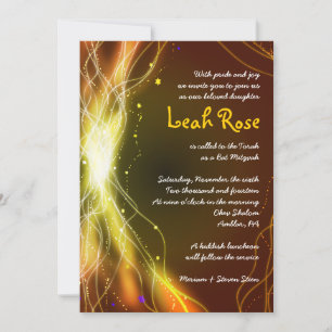 GLOWING NEON STARS Bat Mitzvah Invitation GOLD
