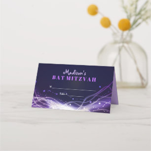 GLOWING NEON STARS Bat Mitzvah Seating Escort Place Card