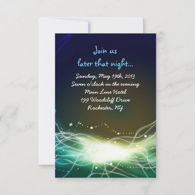 Glowing Neon Stars Jewish Wedding Party Card (Front)
