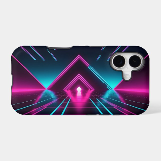 Glowing Neon Synthwave Cyberpunk Grid Floor (Back (Horizontal))