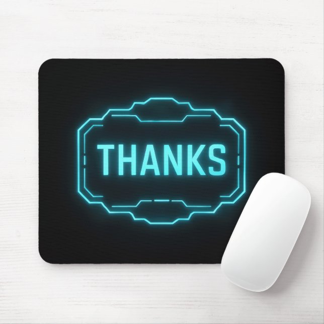 Glowing Neon Thanks Sign Mouse Pad (With Mouse)