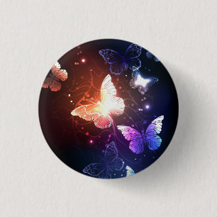 Glowing Night Butterflies 1 Inch Round Button