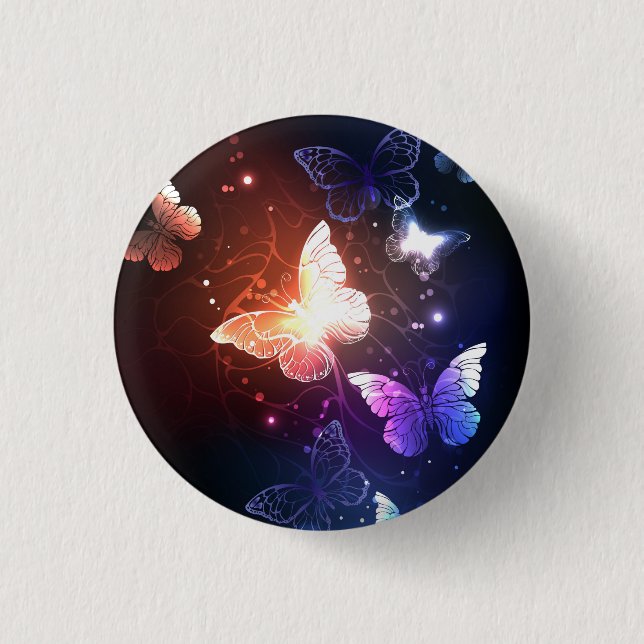 Glowing Night Butterflies 1 Inch Round Button (Front)