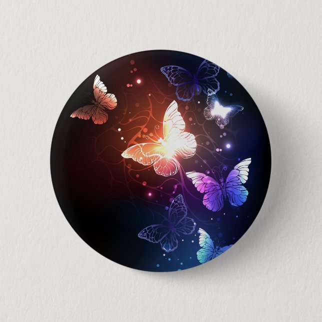 Glowing Night Butterflies 2 Inch Round Button (Front)