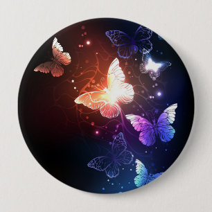 Glowing Night Butterflies 4 Inch Round Button