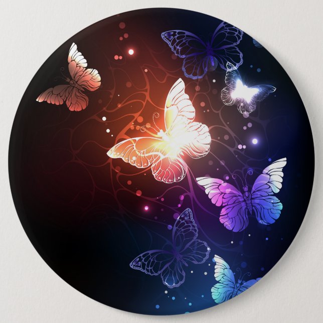 Glowing Night Butterflies 6 Inch Round Button (Front)
