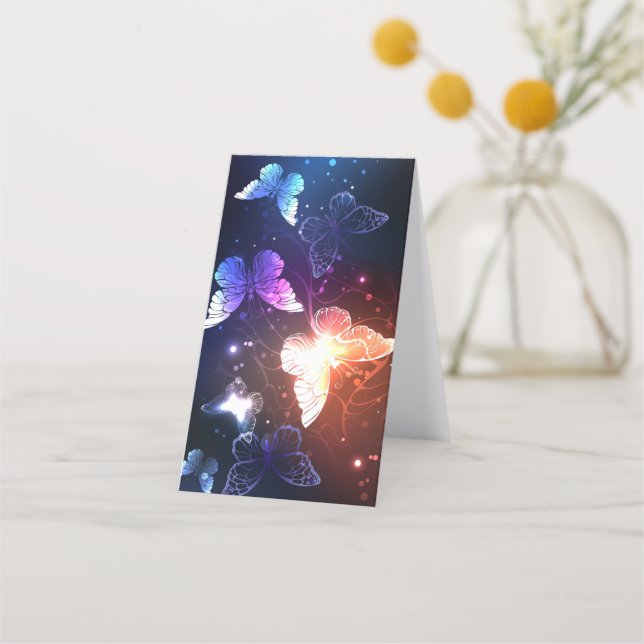 Glowing Night Butterflies Appointment Card (Back)