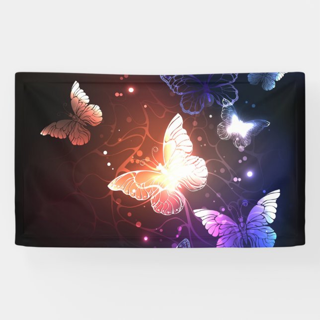 Glowing Night Butterflies Banner (Horizontal)