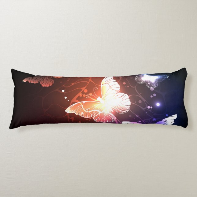 Glowing Night Butterflies Body Pillow (Front)