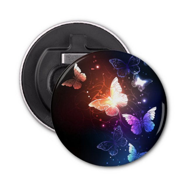 Glowing Night Butterflies Bottle Opener (Front)