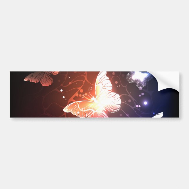 Glowing Night Butterflies Bumper Sticker (Front)