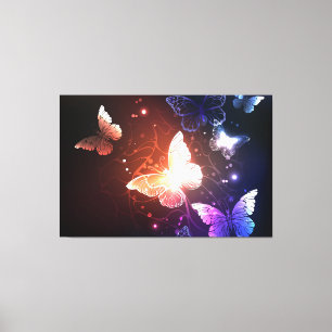 Glowing Night Butterflies Canvas Print