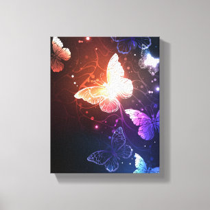 Glowing Night Butterflies Canvas Print