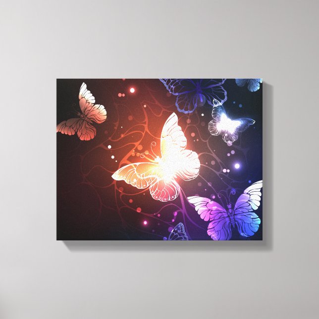 Glowing Night Butterflies Canvas Print (Front)