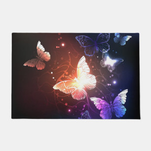 Glowing Night Butterflies Doormat