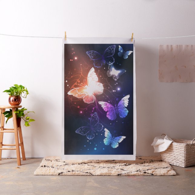 Glowing Night Butterflies Fabric (In Situ)