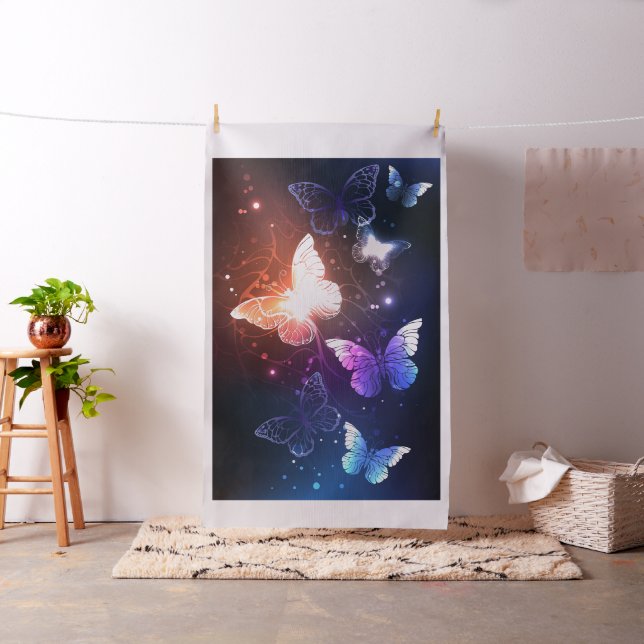 Glowing Night Butterflies Fabric (In Situ)