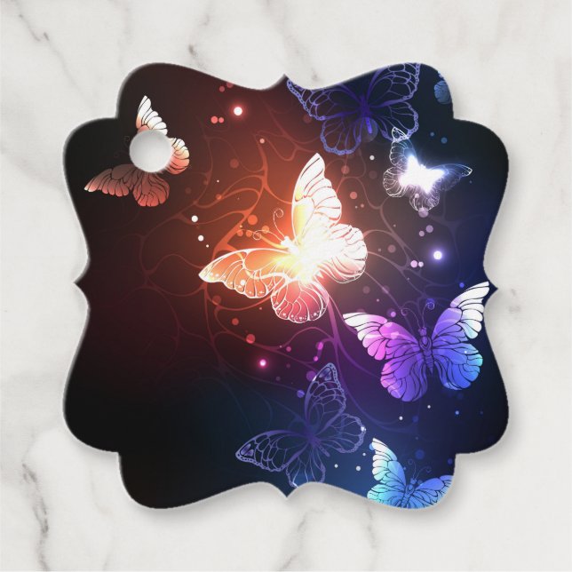 Glowing Night Butterflies Favour Tags (Front)