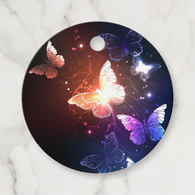 Glowing Night Butterflies Favour Tags (Front)