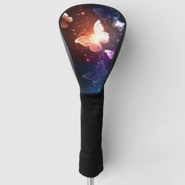 Glowing Night Butterflies Golf Head Cover (Front)