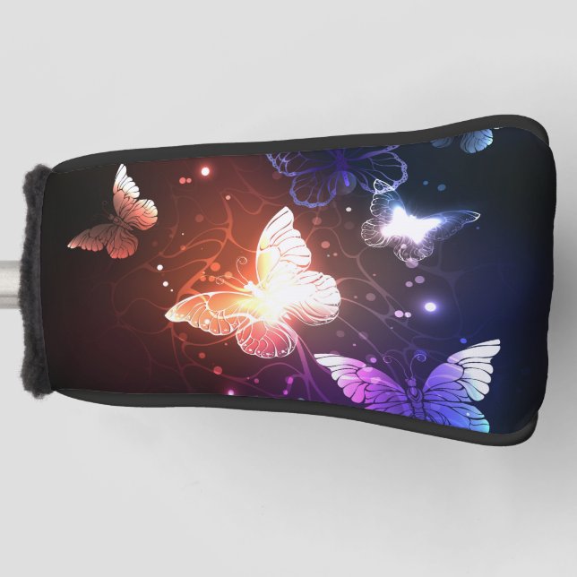 Glowing Night Butterflies Golf Head Cover (Front)
