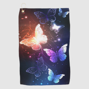 Glowing Night Butterflies Golf Towel
