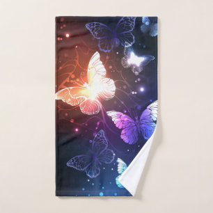 Glowing Night Butterflies Hand Towel