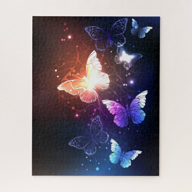 Glowing Night Butterflies Jigsaw Puzzle (Vertical)