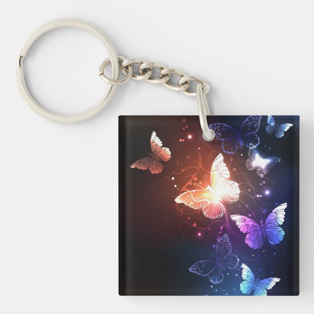 Glowing Night Butterflies Keychain (Front)