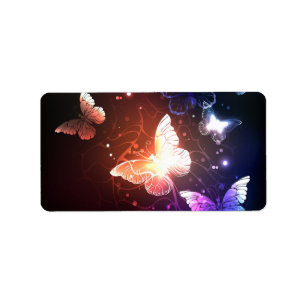 Glowing Night Butterflies Label