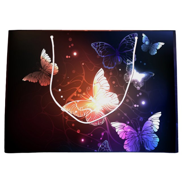 Glowing Night Butterflies Large Gift Bag (Front)