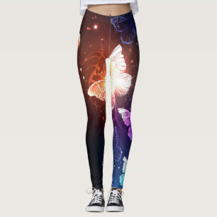 Glowing Night Butterflies Leggings