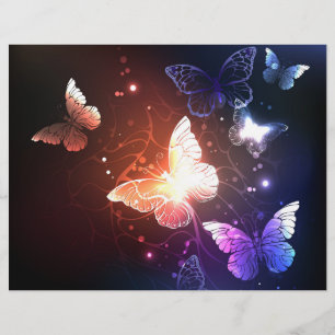 Glowing Night Butterflies Letterhead