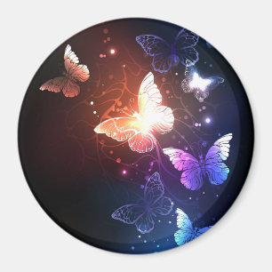 Glowing Night Butterflies Magnet