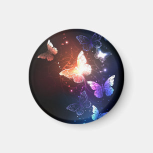 Glowing Night Butterflies Magnet
