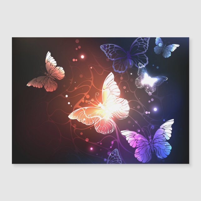 Glowing Night Butterflies Magnetic Invitation (Front)