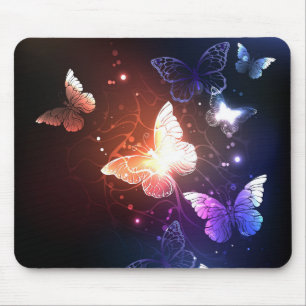 Glowing Night Butterflies Mouse Pad