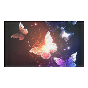 Glowing Night Butterflies Name Tag