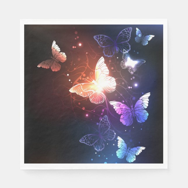 Glowing Night Butterflies Napkin (Front)