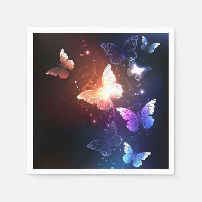 Glowing Night Butterflies Napkin (Front)
