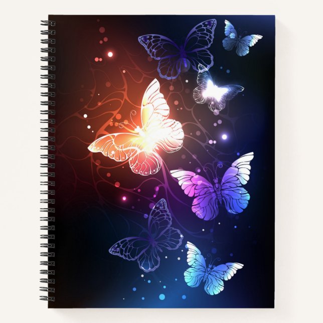 Glowing Night Butterflies Notebook (Front)