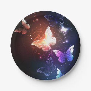 Glowing Night Butterflies Paper Plate