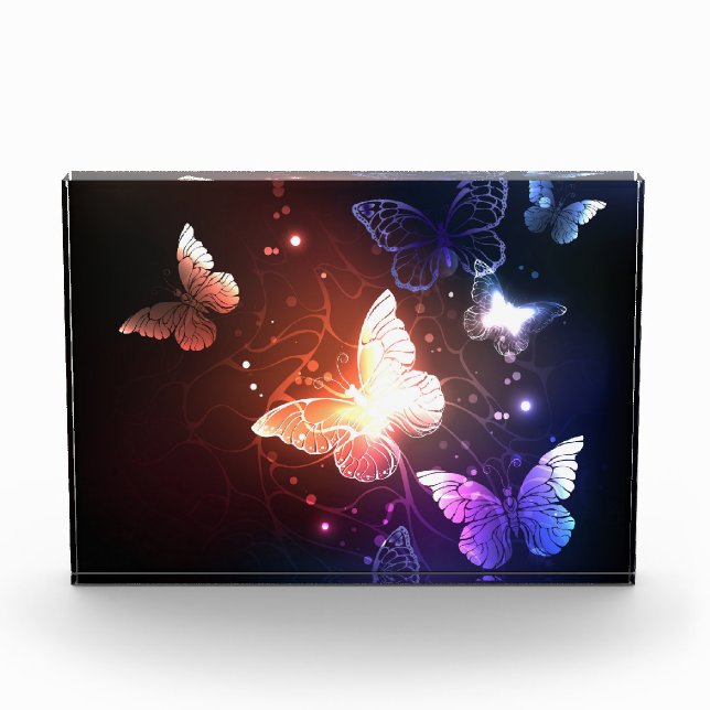 Glowing Night Butterflies Photo Block (Front)